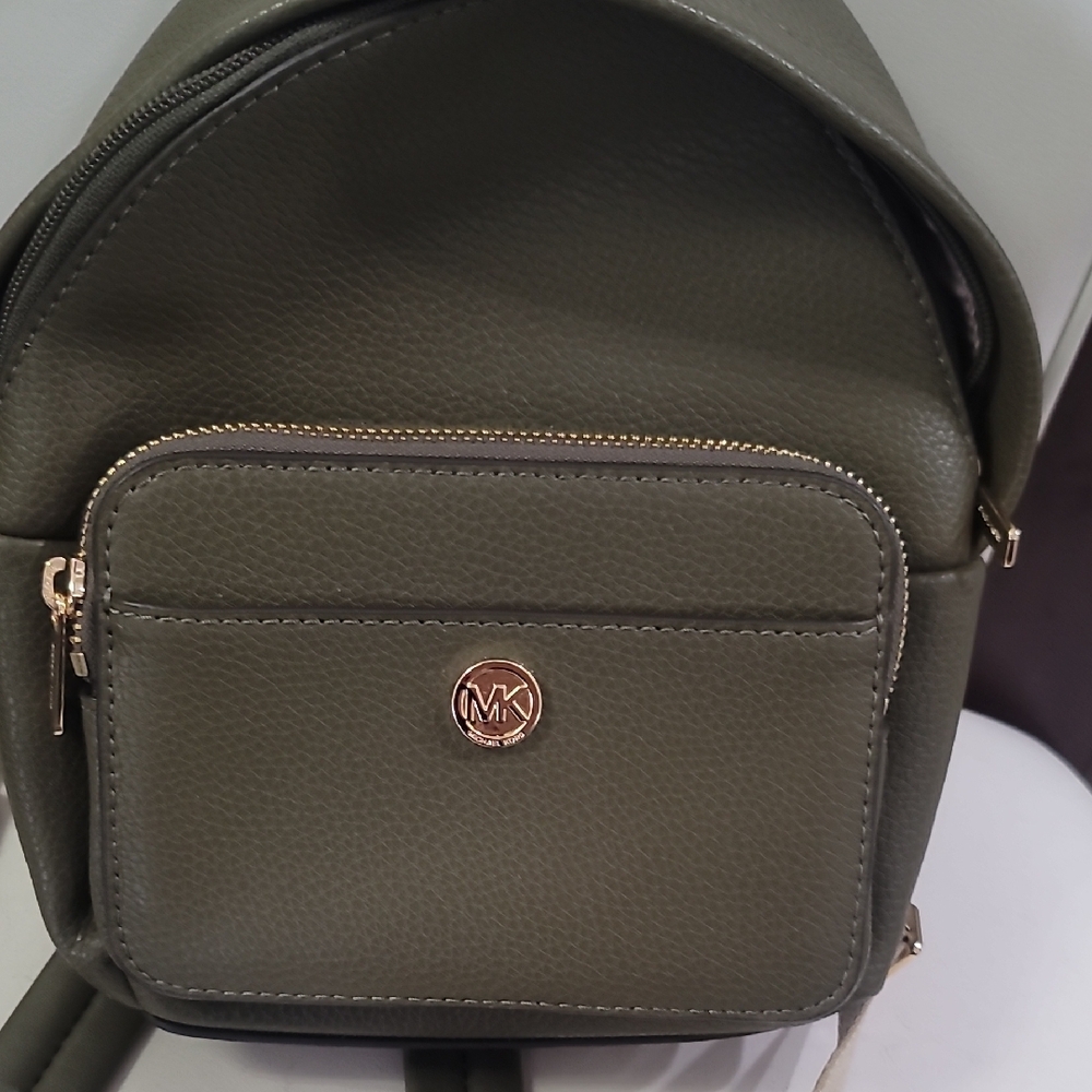 Michael Kors Olive Leather Backpack with Gold Accents. NEVER USED  NWOT